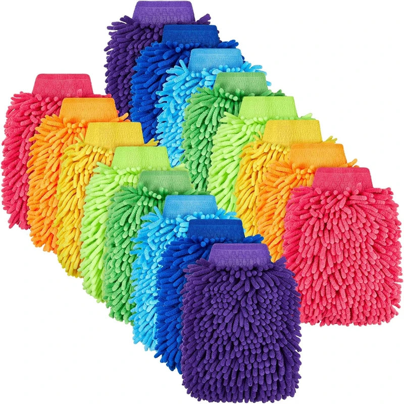 1 Chenille Plush Gloves for Car Cleaning Thickened Doublesided Car Cleaning Tools Ultrafine Fiber Car Washing Gloves
